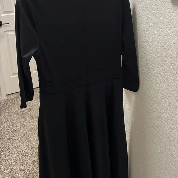 Black Asymmetrical A-Line Cocktail Dress with V-Neck - Picture 3 of 10